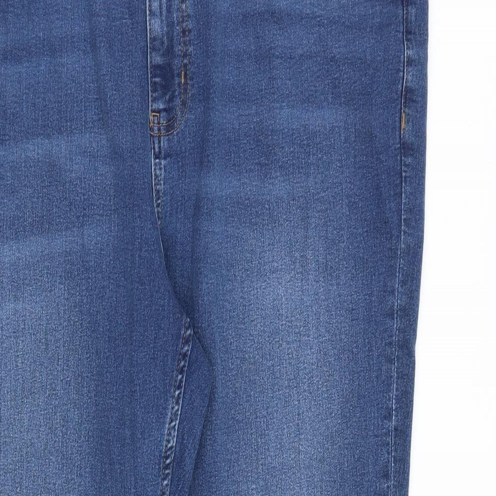 Marks and Spencer Womens Blue Cotton Bootcut Jeans Size 20 L28 in Regular Zip