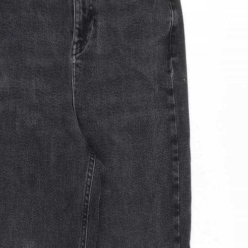 Marks and Spencer Womens Grey Cotton Tapered Jeans Size 10 L29 in Regular Zip