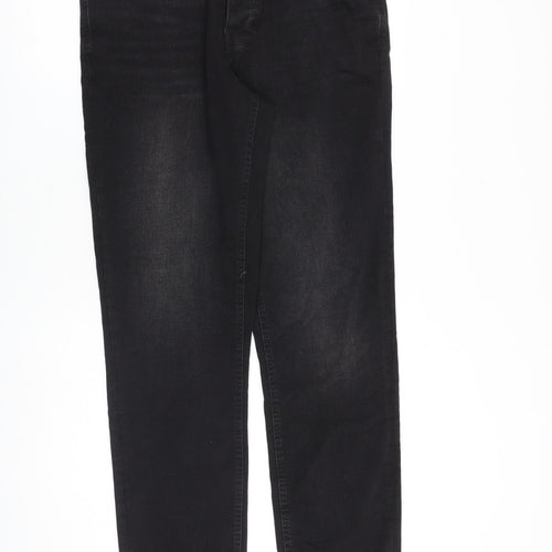 Denim & Co. Mens Black Cotton Straight Jeans Size 34 in L34 in Regular Button
