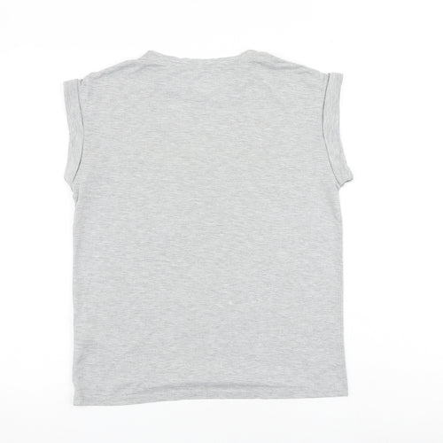 Silent Theory Womens Grey Cotton Basic T-Shirt Size 8 Round Neck