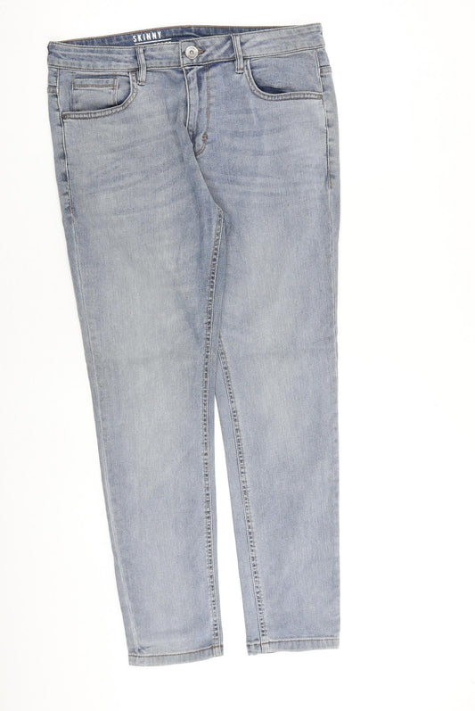 George Mens Blue Cotton Skinny Jeans Size 32 in L30 in Slim Zip