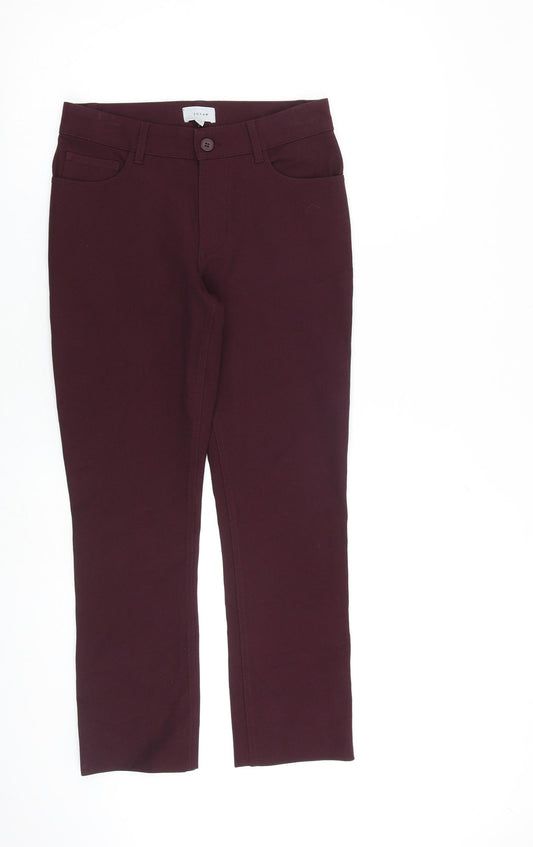 Jigsaw Womens Red Viscose Trousers Size 8 L27 in Regular Zip