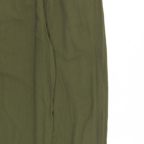 Marks and Spencer Womens Green Viscose Trousers Size 6 L28 in Regular Drawstring