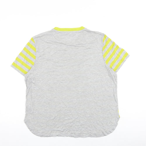 NEXT Womens Grey Striped Viscose Basic T-Shirt Size 14 Round Neck