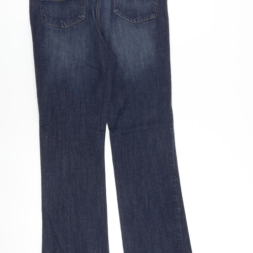 Papaya Womens Blue Cotton Bootcut Jeans Size 12 L28 in Regular Zip