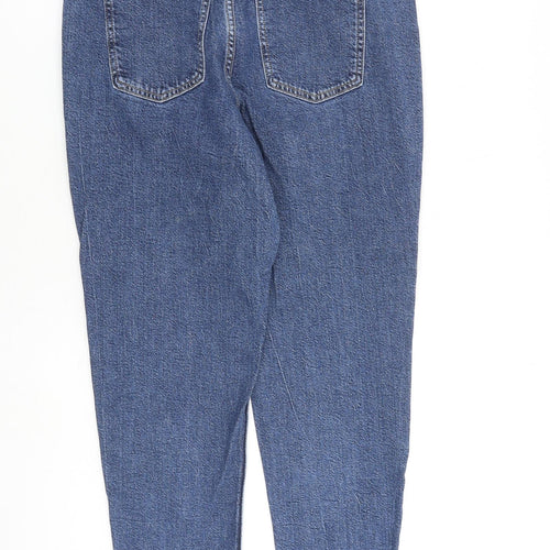 F&F Womens Blue Cotton Tapered Jeans Size 10 L26 in Regular Zip
