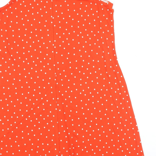 Marks and Spencer Womens Orange Polka Dot Viscose Tank Dress Size 14 Round Neck Pullover