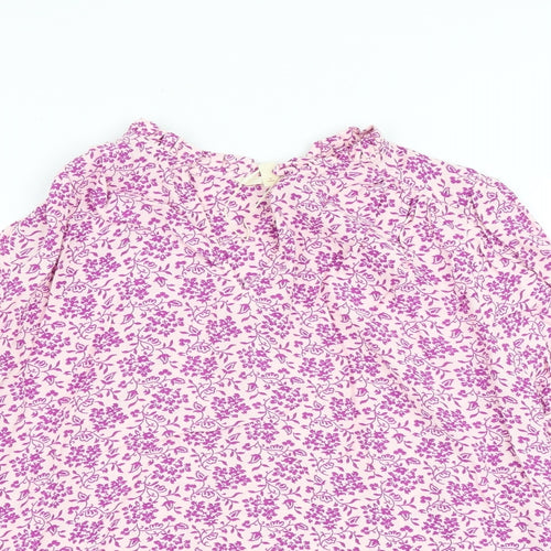 Per Una Womens Pink Floral Viscose Basic Blouse Size 10 Round Neck
