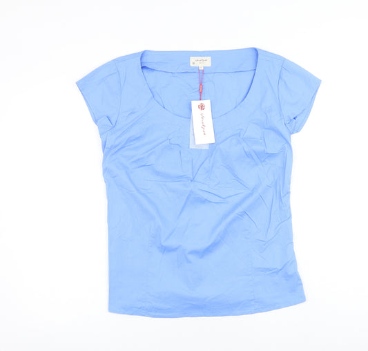 Vacknox Womens Blue Cotton Basic T-Shirt Size 12 Scoop Neck