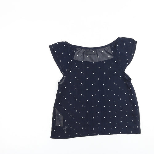 Abercrombie & Fitch Womens Blue Polka Dot Polyester Basic Blouse Size S Scoop Neck