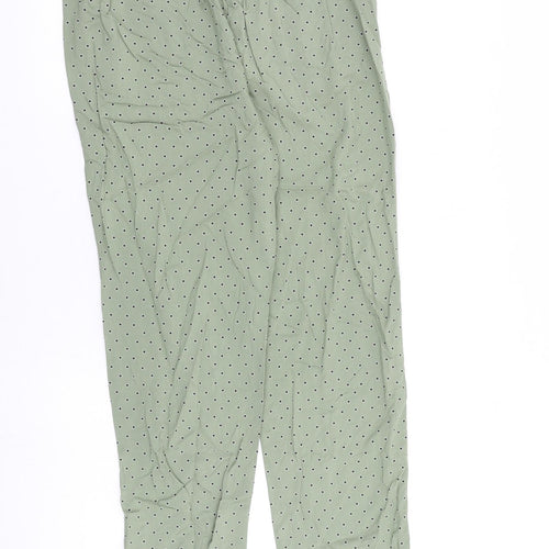 Marks and Spencer Womens Green Polka Dot Viscose Trousers Size 10 L30 in Regular - Floral