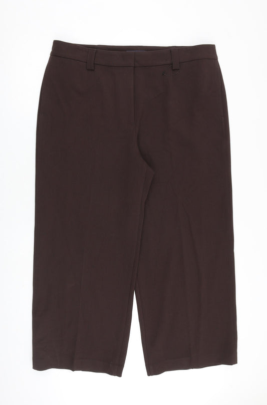 Marks and Spencer Womens Brown Polyester Dress Pants Trousers Size 20 L28 in Regular Zip
