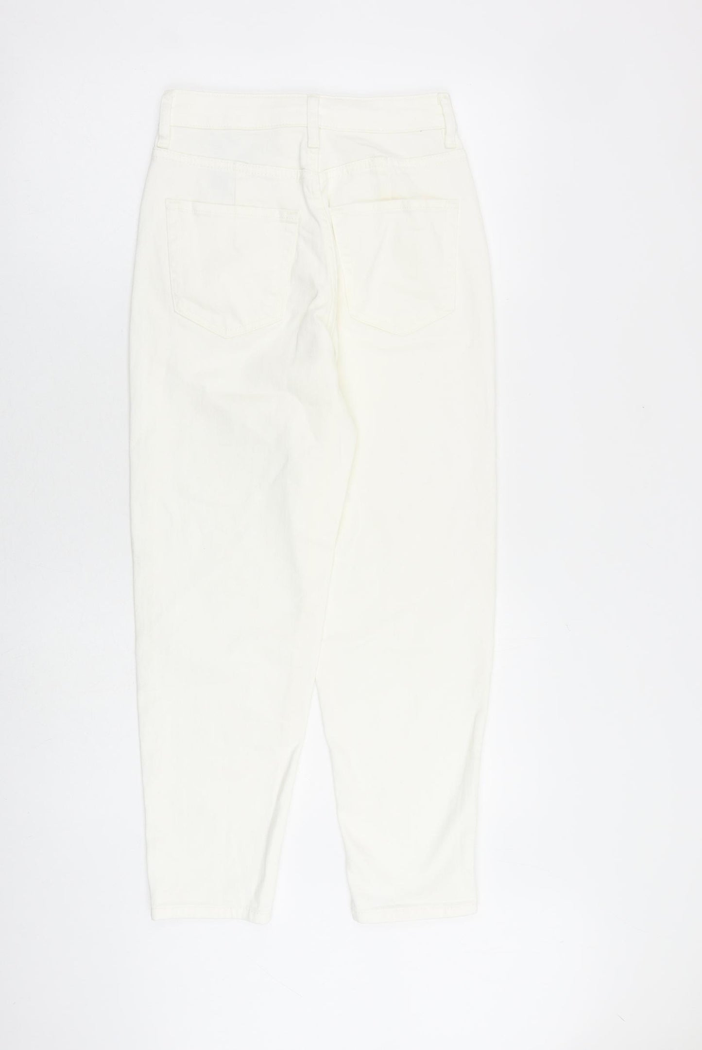 Marks and Spencer Womens White Cotton Tapered Jeans Size 6 L28 in Regular Zip