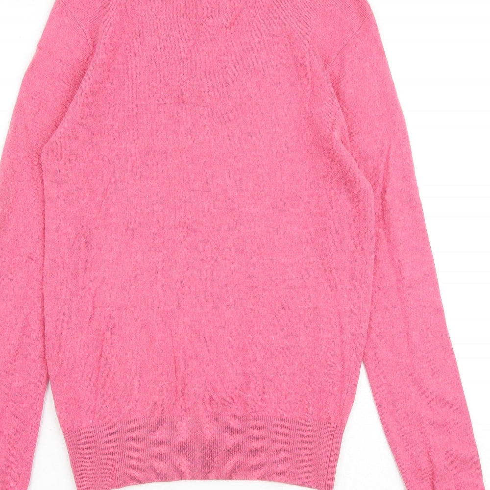 Joules Womens Pink V-Neck Viscose Pullover Jumper Size 10