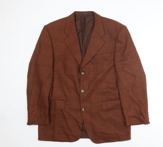 Blacks Mens Brown Check Wool Jacket Suit Jacket Size 46 Regular