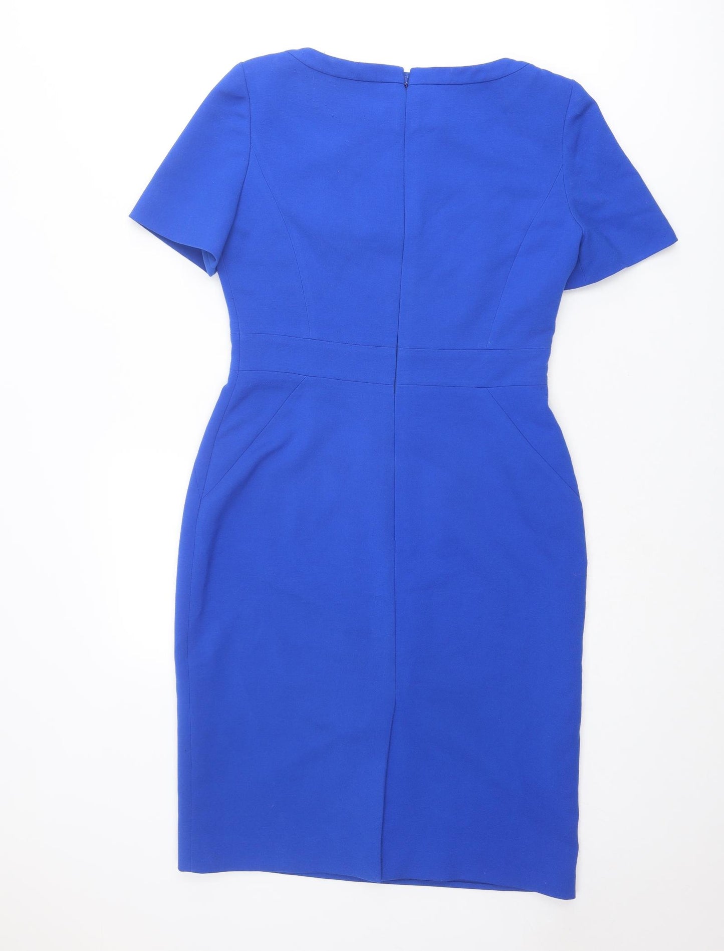 Hobbs Womens Blue Polyester Shift Size 10 Round Neck Zip