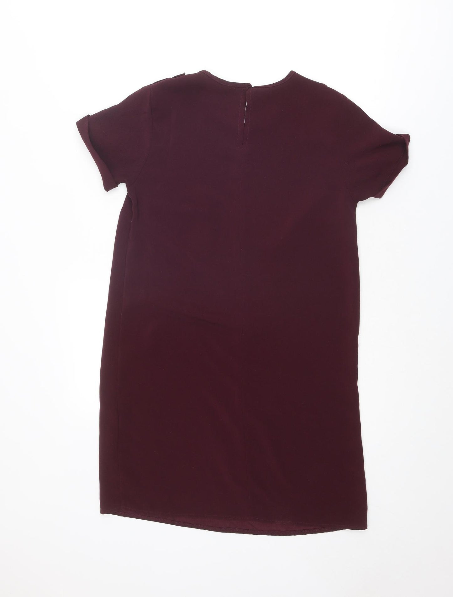 New Look Womens Purple Polyester A-Line Size 8 Round Neck Button