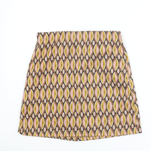 Stradivarius Womens Multicoloured Geometric Polyester A-Line Skirt Size S