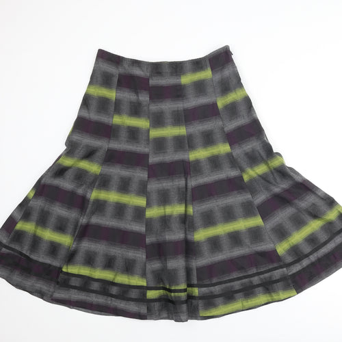Per Una Womens Grey Geometric Polyester Swing Skirt Size 12 Zip
