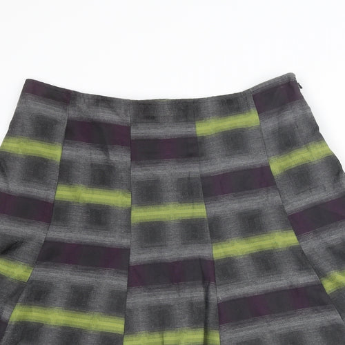 Per Una Womens Grey Geometric Polyester Swing Skirt Size 12 Zip