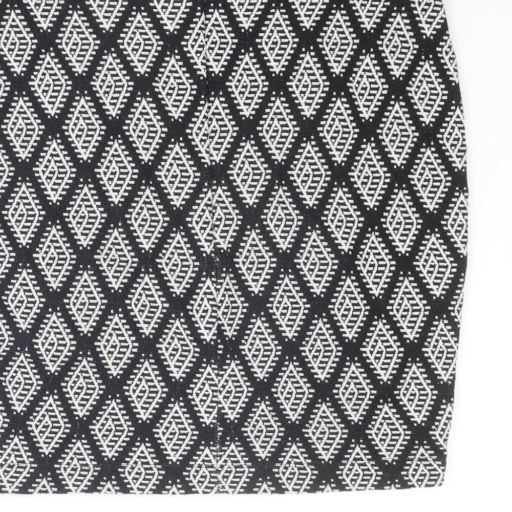 EDC Womens Black Argyle/Diamond Cotton Bandage Skirt Size S