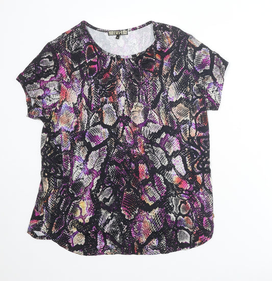 BiBA Womens Multicoloured Animal Print Viscose Basic T-Shirt Size 14 Round Neck - Snakeskin Pattern