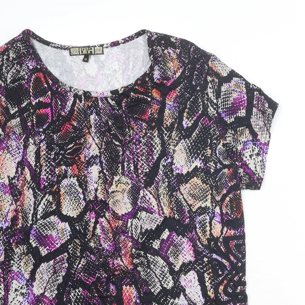 BiBA Womens Multicoloured Animal Print Viscose Basic T-Shirt Size 14 Round Neck - Snakeskin Pattern