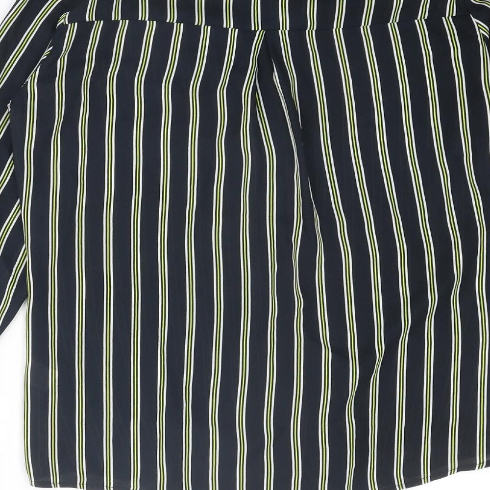 La Redoute Womens Black Striped Polyester Basic Button-Up Size 12 Collared