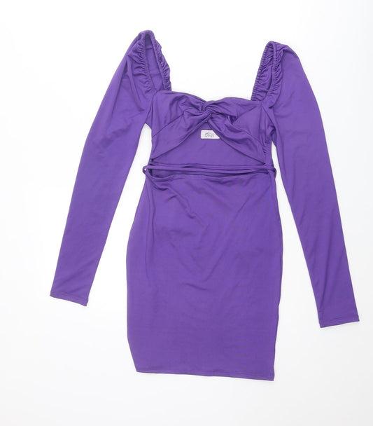 Oh Polly Womens Purple Polyester Bodycon Size 8 Square Neck Pullover