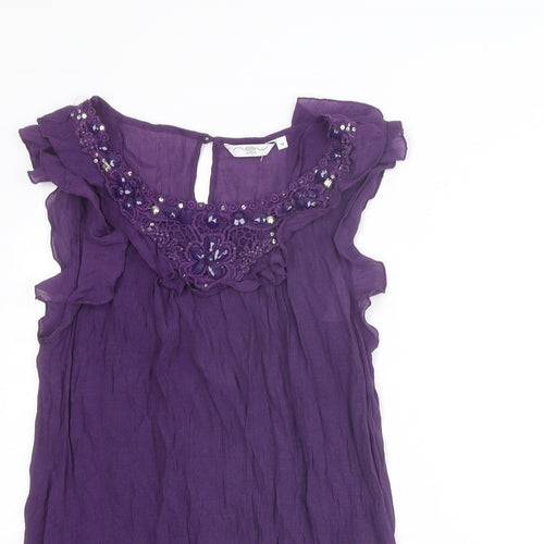 New Look Womens Purple Viscose Basic Blouse Size 10 Round Neck