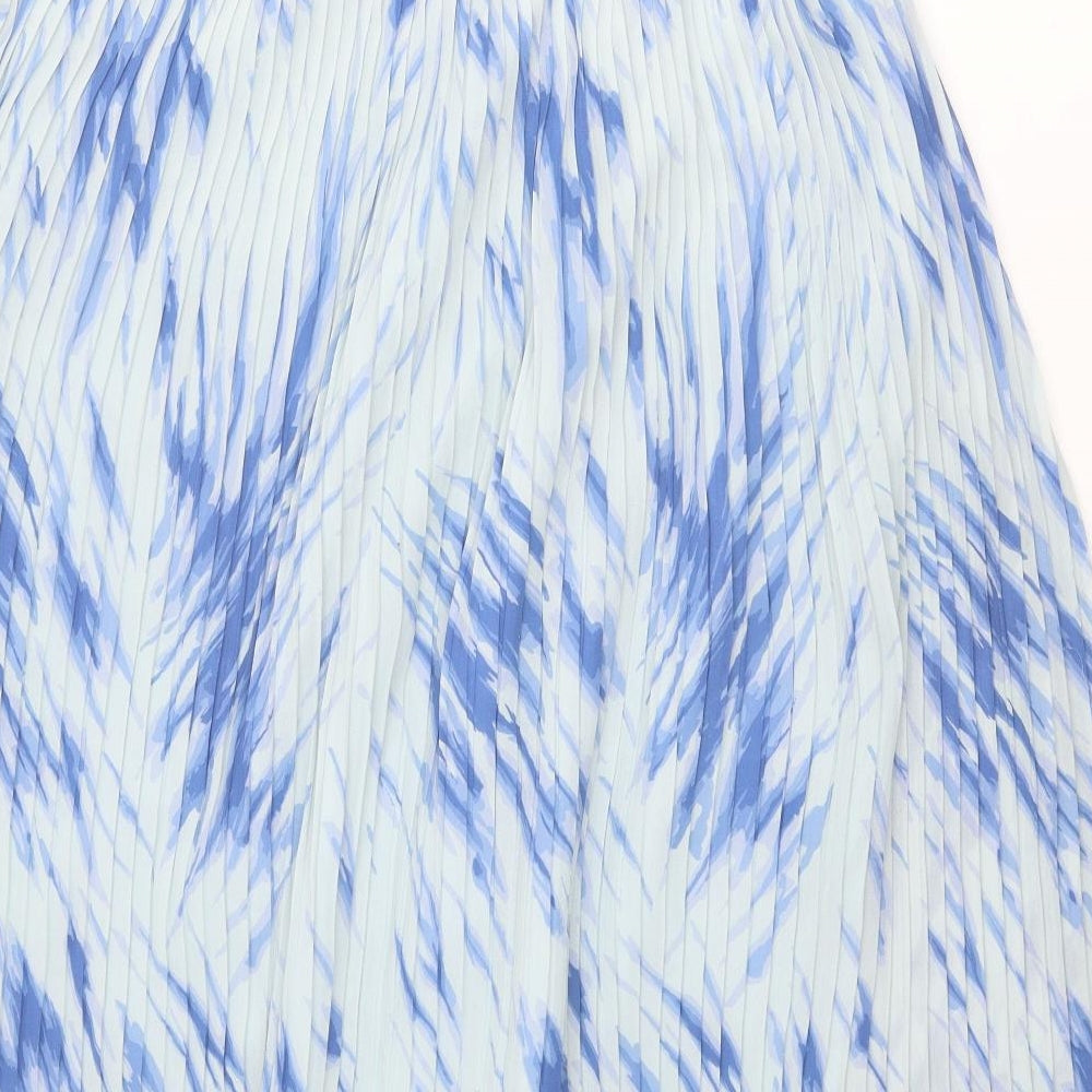 Kaleidoscope Womens Blue Geometric Polyester Pleated Skirt Size 14