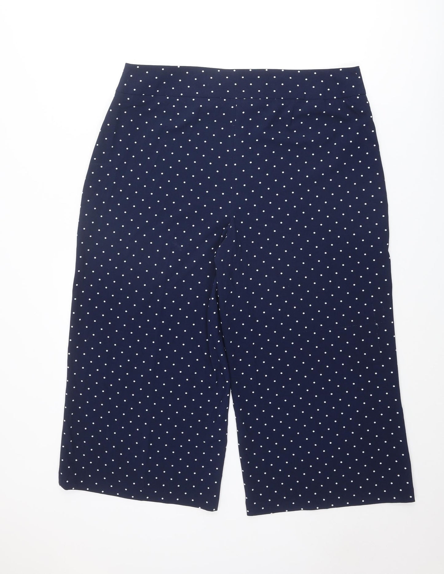 Bonmarché Womens Blue Polka Dot Polyester Capri Trousers Size 16 L22 in Regular Zip