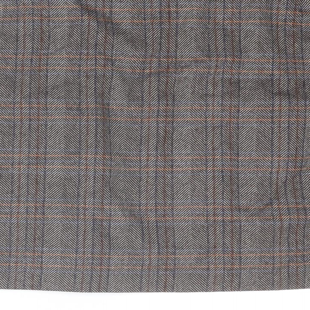 NEXT Womens Brown Plaid Polyester A-Line Skirt Size 18 Zip