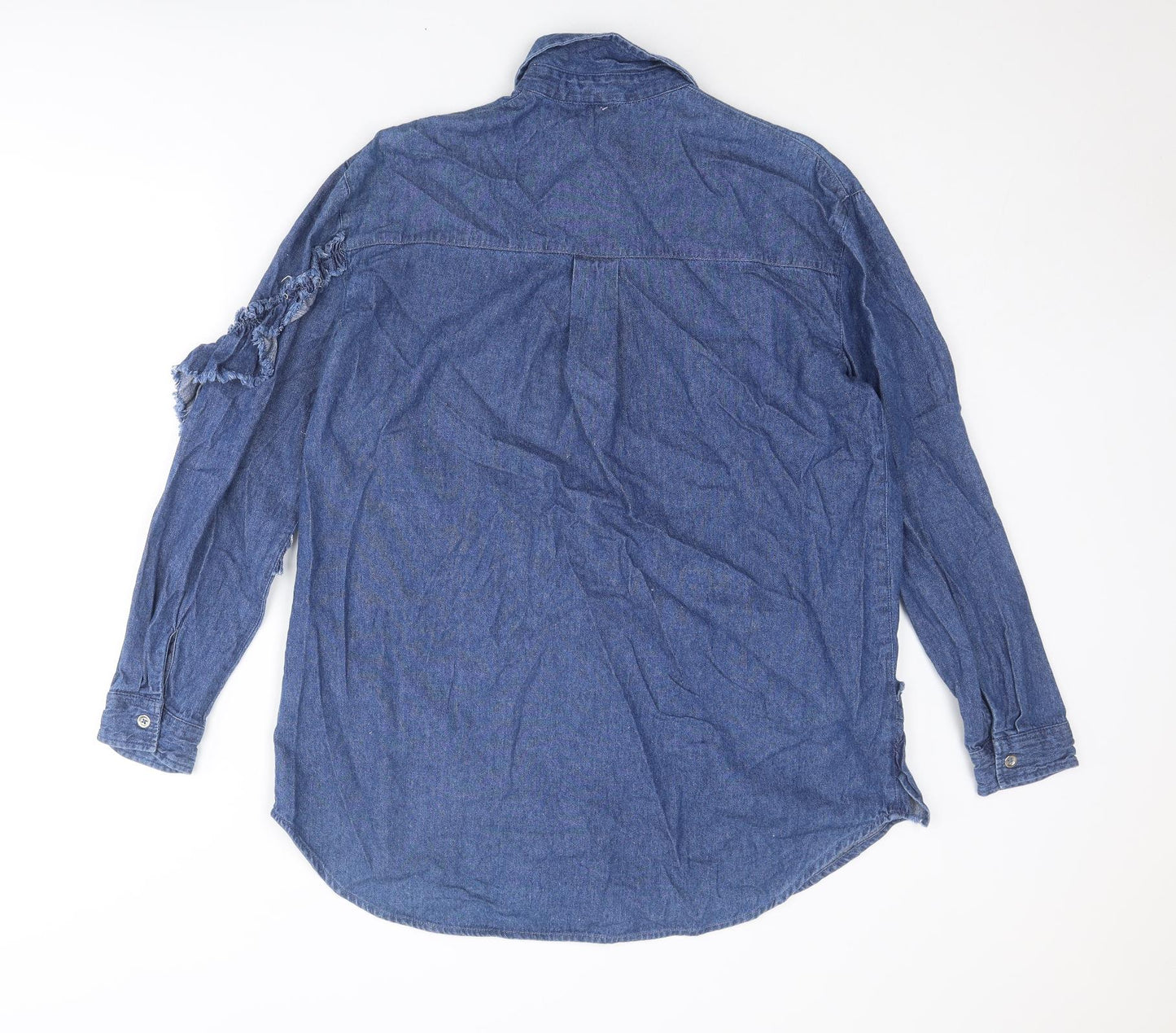 River Island Womens Blue Cotton Basic Button-Up Size 8 Collared