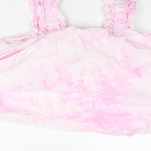 Zara Womens Pink Cotton Basic Tank Size XS Square Neck