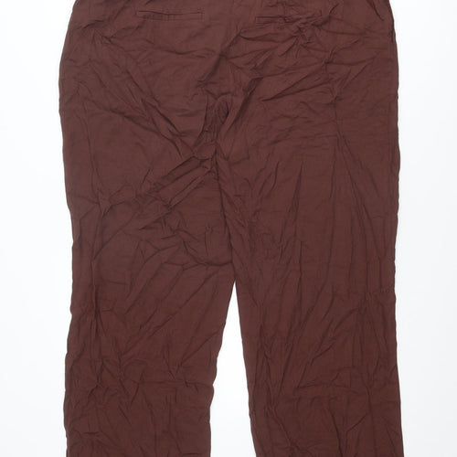 NEXT Womens Brown Viscose Trousers Size 20 L30 in Regular Zip