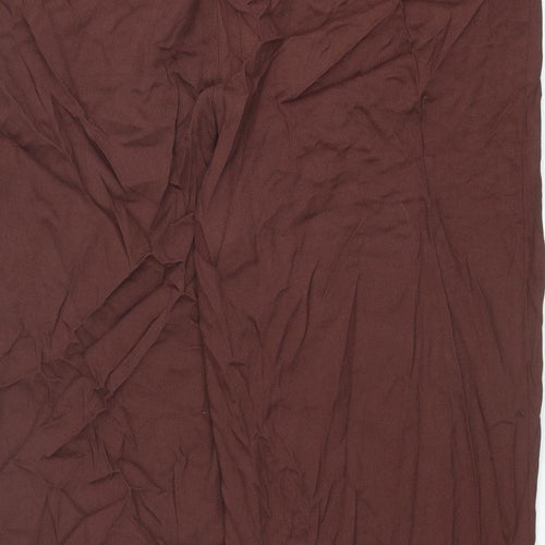 NEXT Womens Brown Viscose Trousers Size 20 L30 in Regular Zip