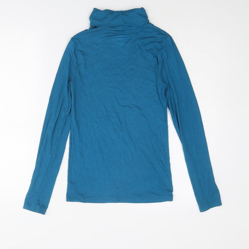 John Lewis Womens Blue Acrylic Basic T-Shirt Size 12 Roll Neck - Size 12-14