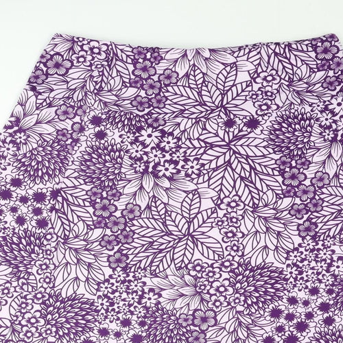 Joanna Hope Womens Purple Floral Polyester Swing Skirt Size 16