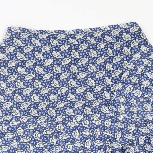 Marks and Spencer Womens Blue Geometric Polyester Swing Skirt Size 6