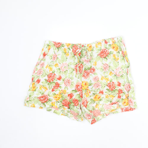 Avenue Womens Multicoloured Floral Viscose Basic Shorts Size 12 L3 in Regular Drawstring