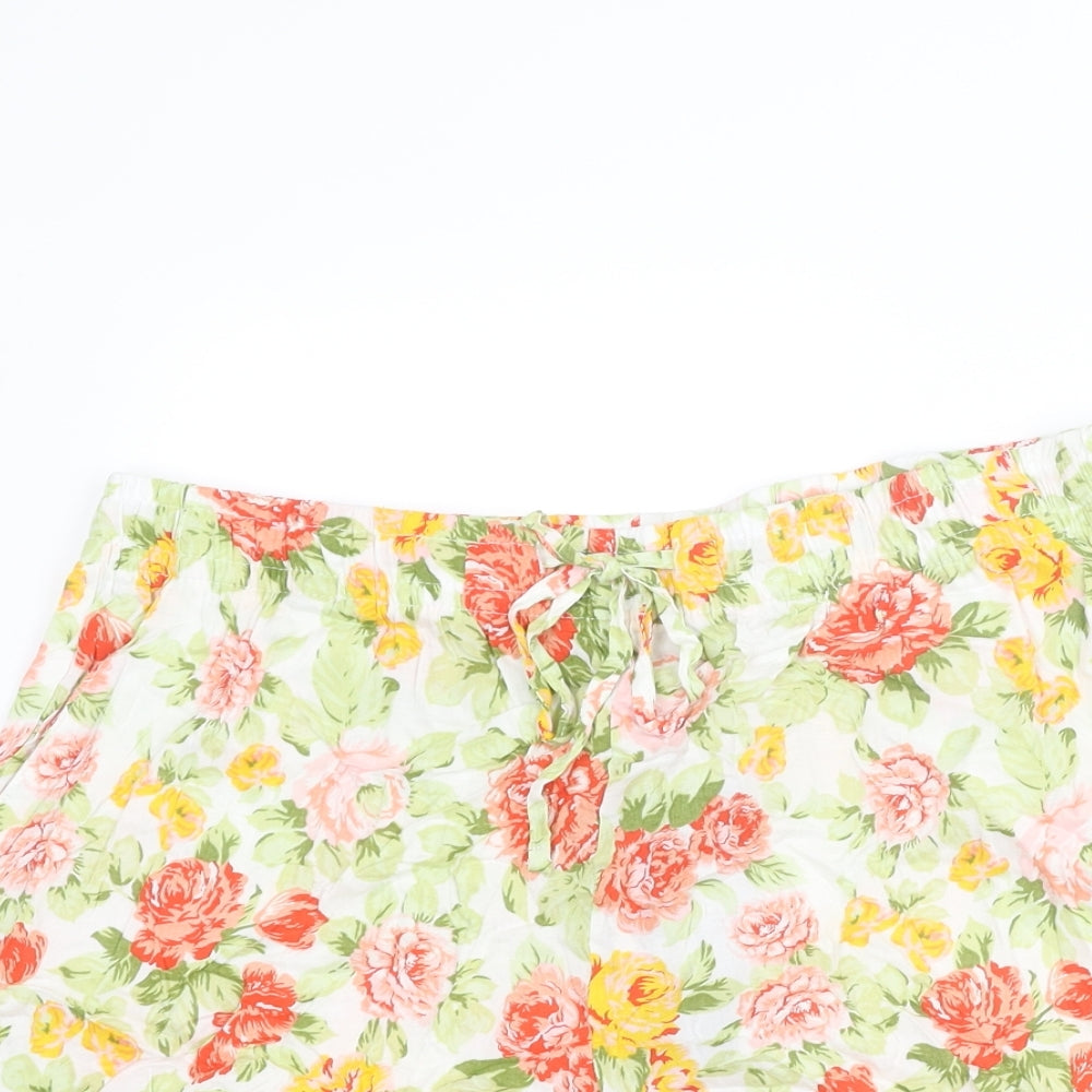 Avenue Womens Multicoloured Floral Viscose Basic Shorts Size 12 L3 in Regular Drawstring
