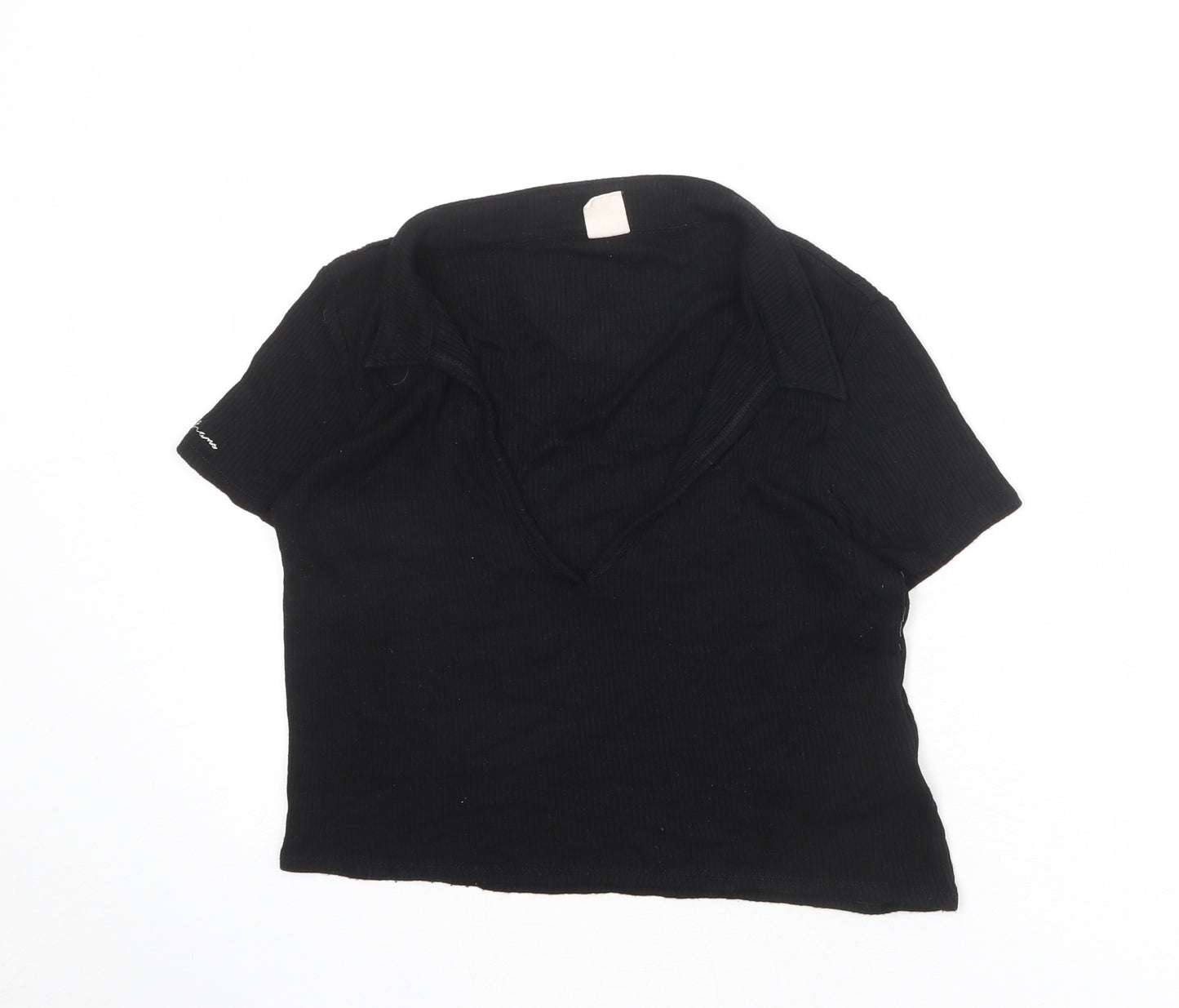 Urban Outfitters Womens Black Viscose Basic T-Shirt Size L Scoop Neck