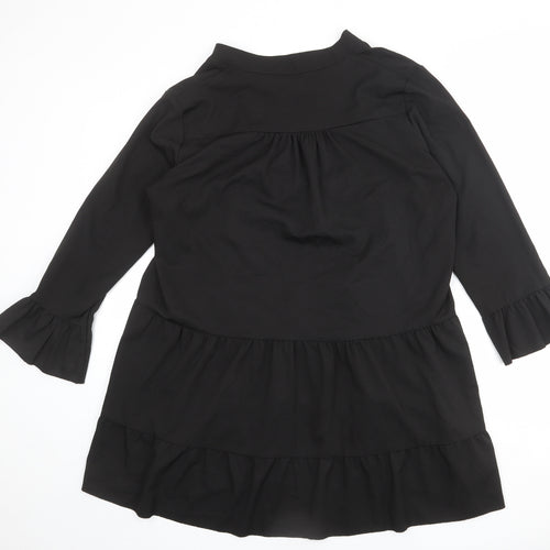 Cameo Rose Womens Black Polyester A-Line Size 12 V-Neck Pullover