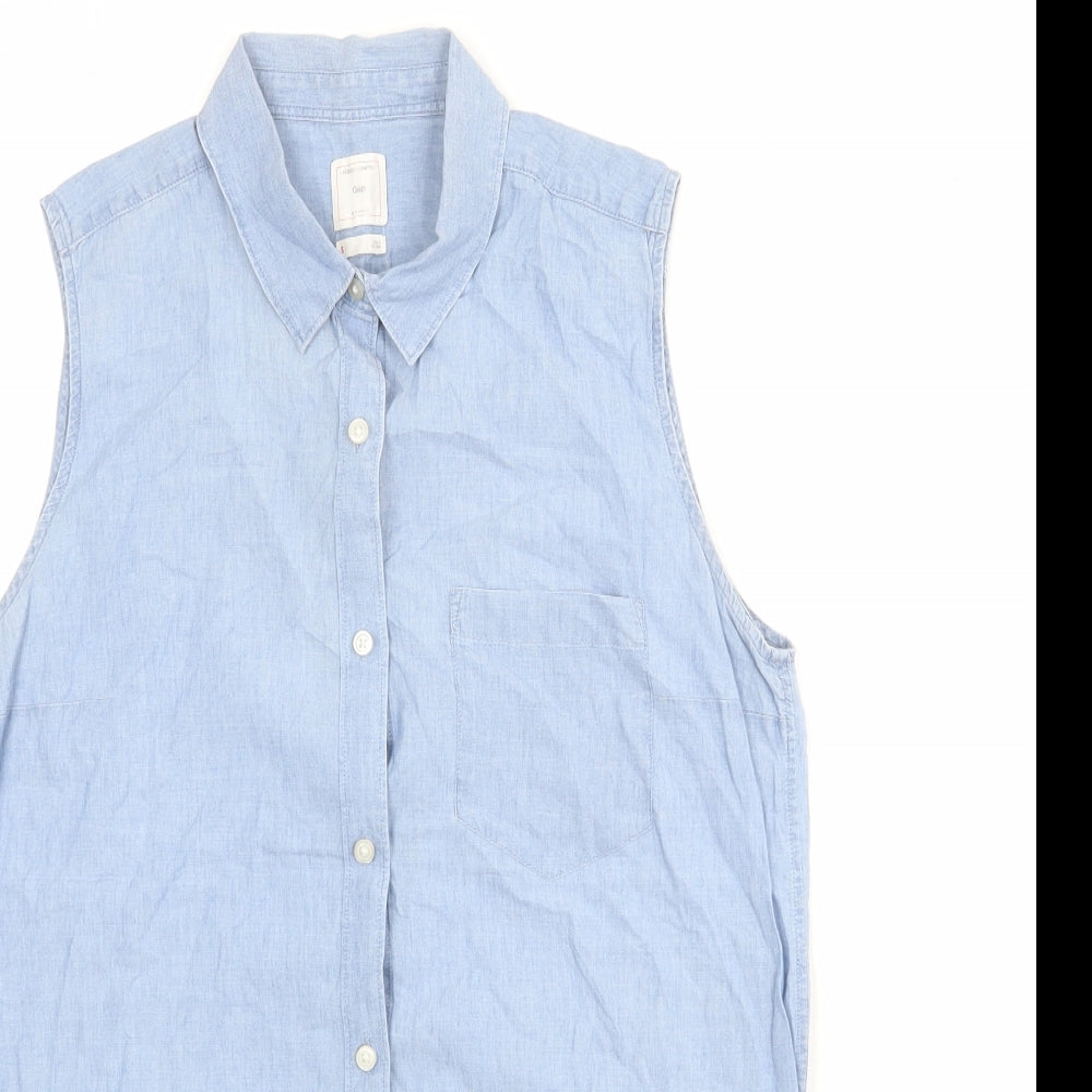 Gap Womens Blue 100% Cotton Basic Button-Up Size S Collared