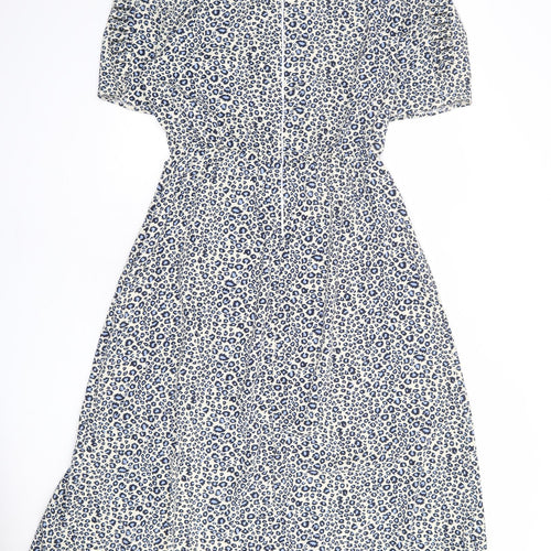 AX Paris Womens Beige Animal Print Polyester A-Line Size 16 V-Neck Zip - Leopard Print