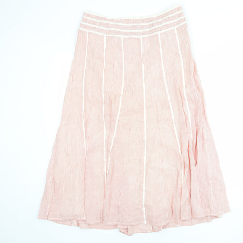 Per Una Womens Red Striped Cotton Swing Skirt Size 12 Zip