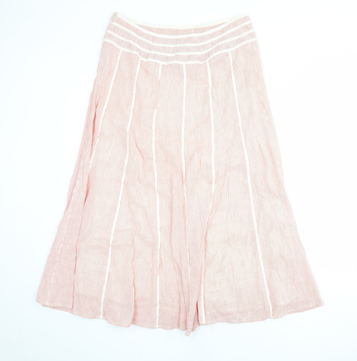 Per Una Womens Red Striped Cotton Swing Skirt Size 12 Zip