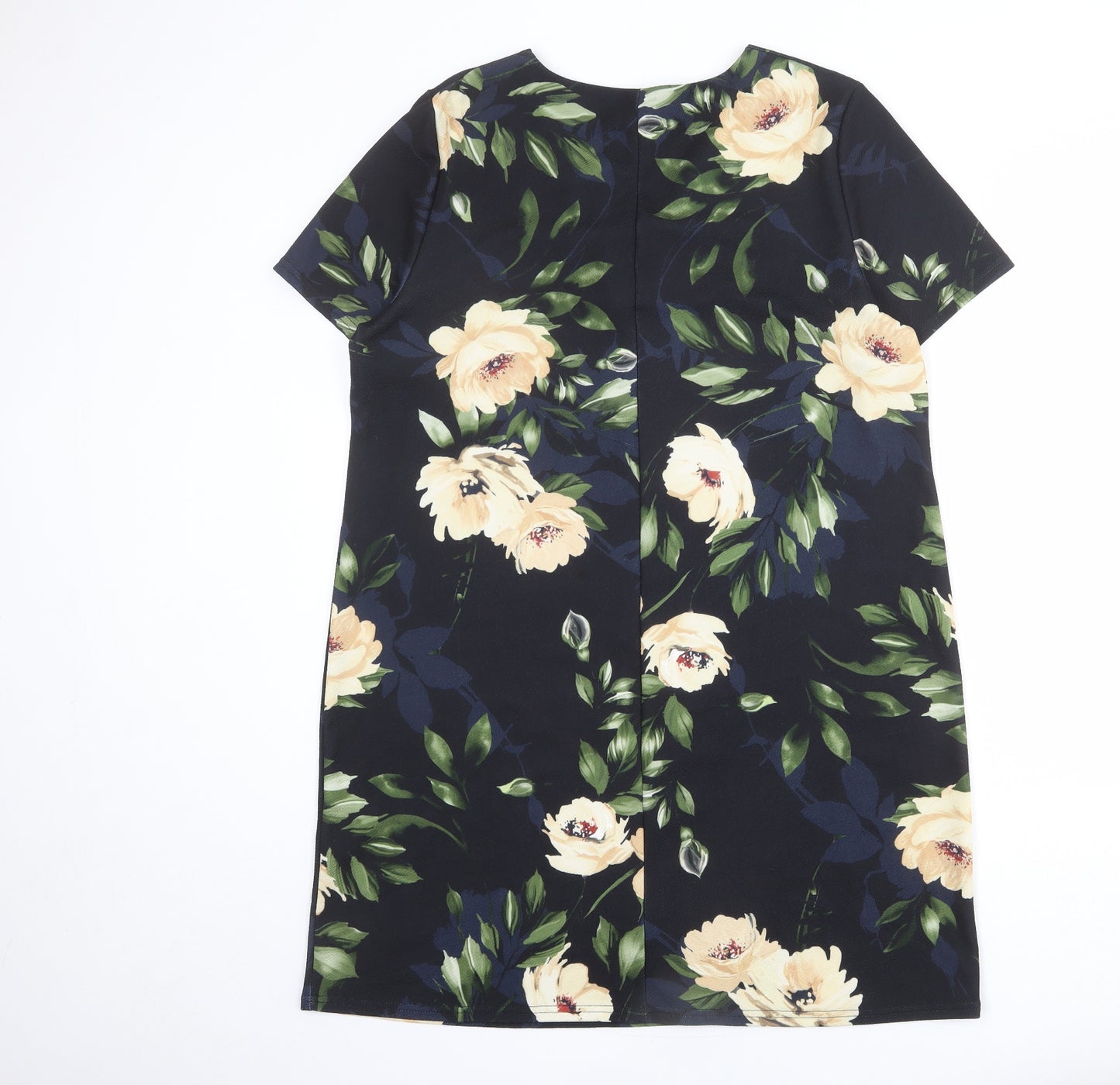 Dorothy Perkins Womens Black Floral Polyester A-Line Size 18 V-Neck Pullover