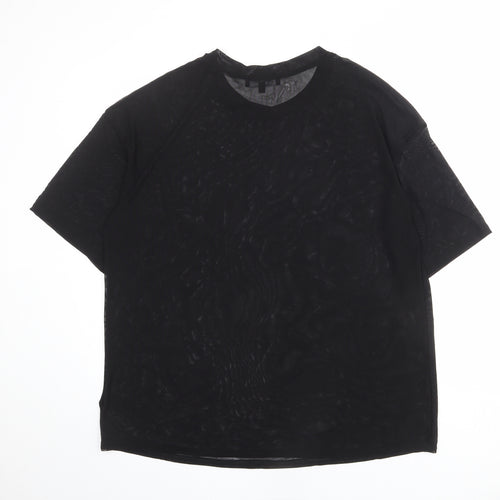 Simply Be Womens Black Polyamide Basic T-Shirt Size 14 Round Neck